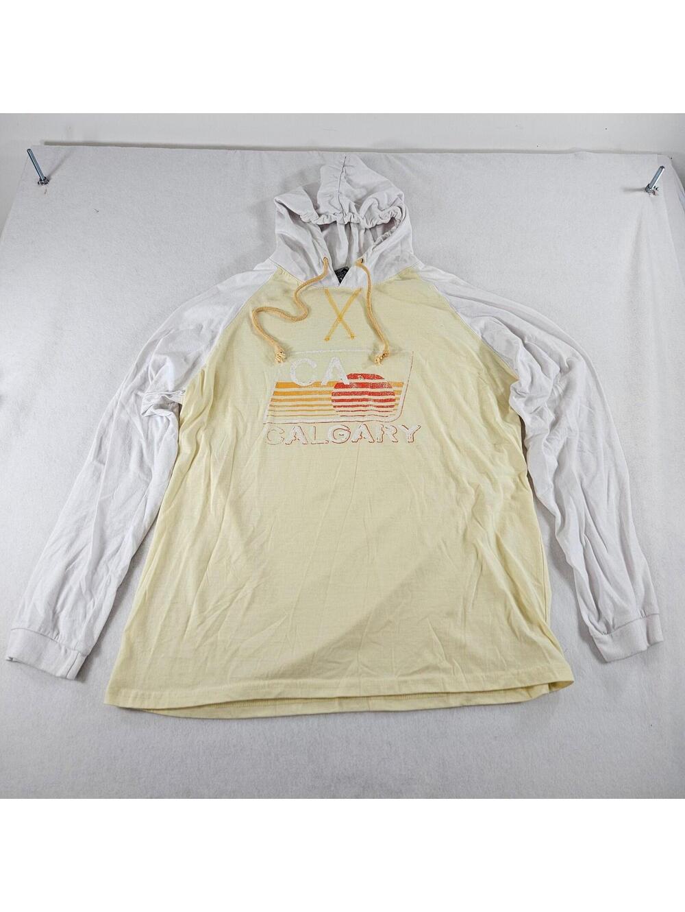 Salt Creek Calgary Hoodie XL Yellow White Lightweight Hooded Shirt Surf Skate